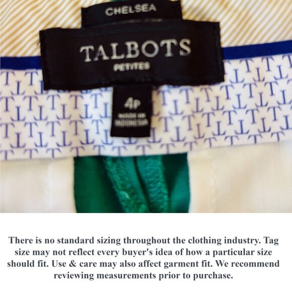 Talbots Womens Chelsea Cropped Pants Green Stretch Twill Straight Leg Petite 4P - Picture 10 of 12